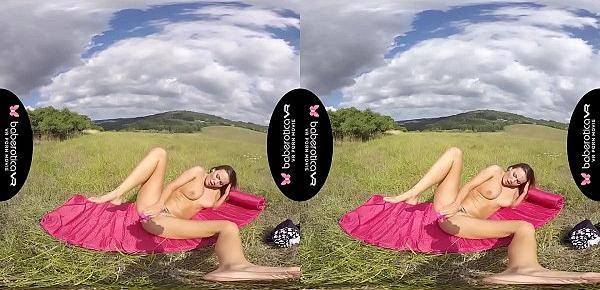  Solo girl, Vanessa Decker masturbates outdoors, in VR